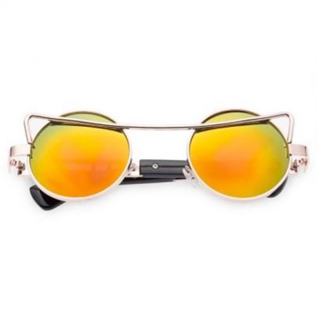 VINTAGE FASHION CIRCLE CAT EYE COLORED COATING SUNGLASSES UV400 (REFLECTIVE RED COLOR)