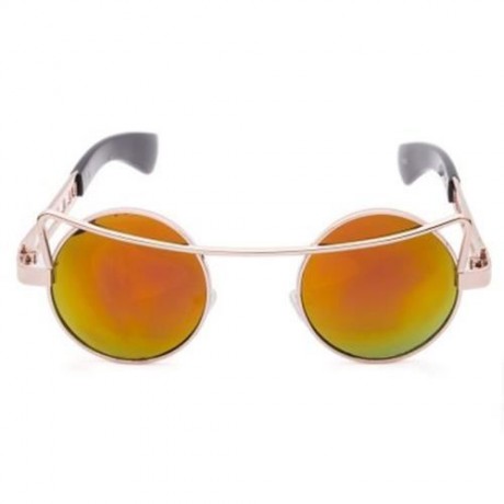 VINTAGE FASHION CIRCLE CAT EYE COLORED COATING SUNGLASSES UV400 (REFLECTIVE RED COLOR)