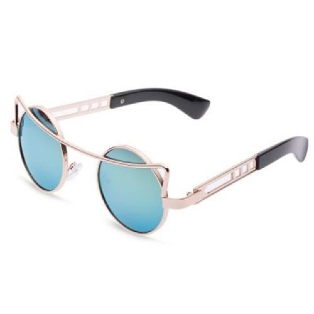 VINTAGE FASHION CIRCLE CAT EYE COLORED COATING SUNGLASSES UV400 (REFLECTIVE GOLD COLOR) VINTAGE FASHION CIRCLE CAT EYE COLORED COATING SUNGLASSES UV400 (REFLECTIVE GOLD COLOR)