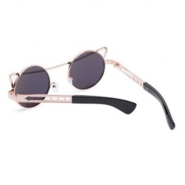 VINTAGE FASHION CIRCLE CAT EYE COLORED COATING SUNGLASSES UV400 (REFLECTIVE GOLD COLOR)