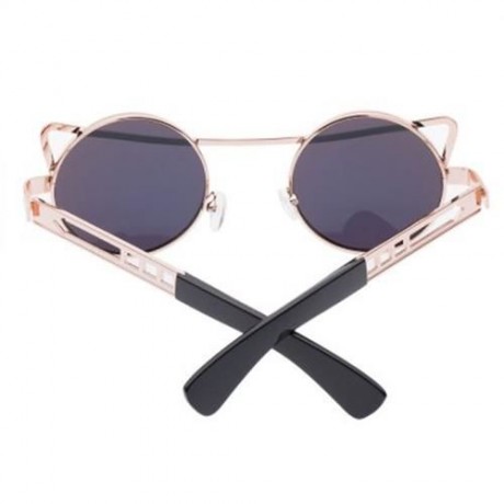 VINTAGE FASHION CIRCLE CAT EYE COLORED COATING SUNGLASSES UV400 (REFLECTIVE GOLD COLOR)