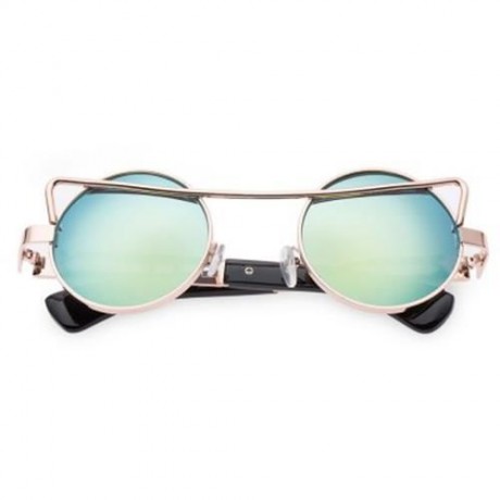 VINTAGE FASHION CIRCLE CAT EYE COLORED COATING SUNGLASSES UV400 (REFLECTIVE GOLD COLOR)