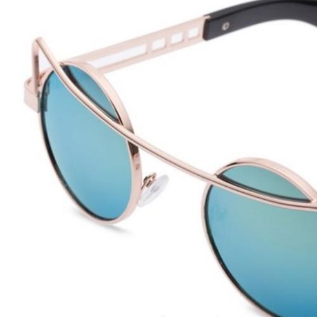 VINTAGE FASHION CIRCLE CAT EYE COLORED COATING SUNGLASSES UV400 (REFLECTIVE GOLD COLOR)