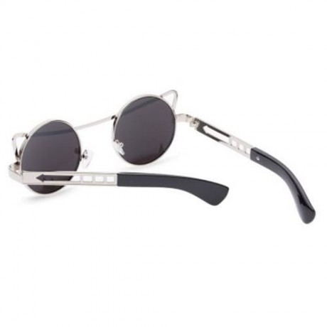 VINTAGE FASHION CIRCLE CAT EYE COLORED COATING SUNGLASSES UV400 (REFLECTIVE BLUE COLOR)