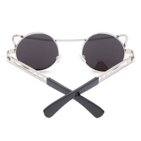 VINTAGE FASHION CIRCLE CAT EYE COLORED COATING SUNGLASSES UV400 (REFLECTIVE BLUE COLOR)