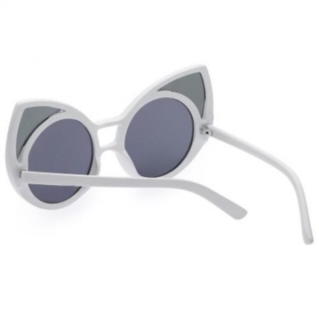 SIMPLE DESIGN OVERSIZE WOMEN GLASSES VINTAGE STYLE KITTEN SUNGLASSES (WHITE)