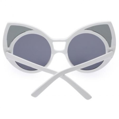 SIMPLE DESIGN OVERSIZE WOMEN GLASSES VINTAGE STYLE KITTEN SUNGLASSES (WHITE)