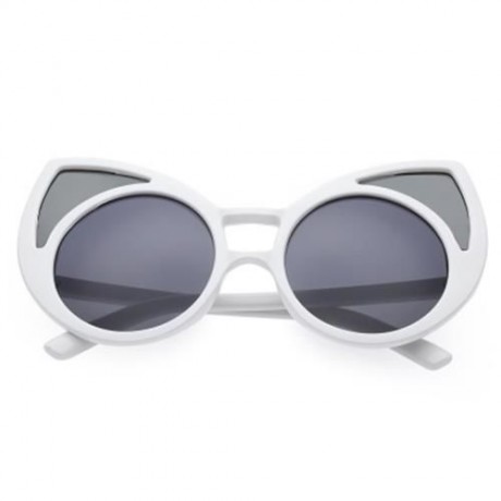 SIMPLE DESIGN OVERSIZE WOMEN GLASSES VINTAGE STYLE KITTEN SUNGLASSES (WHITE)