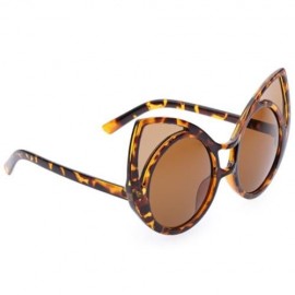 SIMPLE DESIGN OVERSIZE WOMEN GLASSES VINTAGE STYLE KITTEN SUNGLASSES (LEOPARD)
