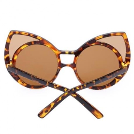 SIMPLE DESIGN OVERSIZE WOMEN GLASSES VINTAGE STYLE KITTEN SUNGLASSES (LEOPARD)