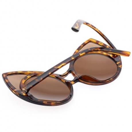 SIMPLE DESIGN OVERSIZE WOMEN GLASSES VINTAGE STYLE KITTEN SUNGLASSES (LEOPARD)