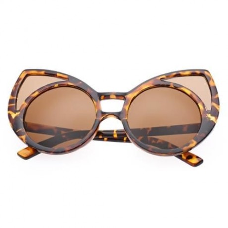 SIMPLE DESIGN OVERSIZE WOMEN GLASSES VINTAGE STYLE KITTEN SUNGLASSES (LEOPARD)