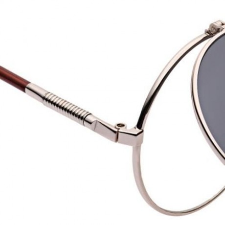 VINTAGE PUNK METAL UNISEX COLOR COATED CLAMSHELL SUNGLASSES UV400 (ROSE GOLD FRAME GREY LE