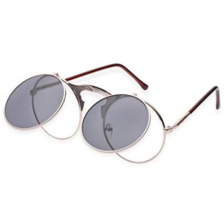 VINTAGE PUNK METAL UNISEX COLOR COATED CLAMSHELL SUNGLASSES UV400 (ROSE GOLD FRAME GREY LE