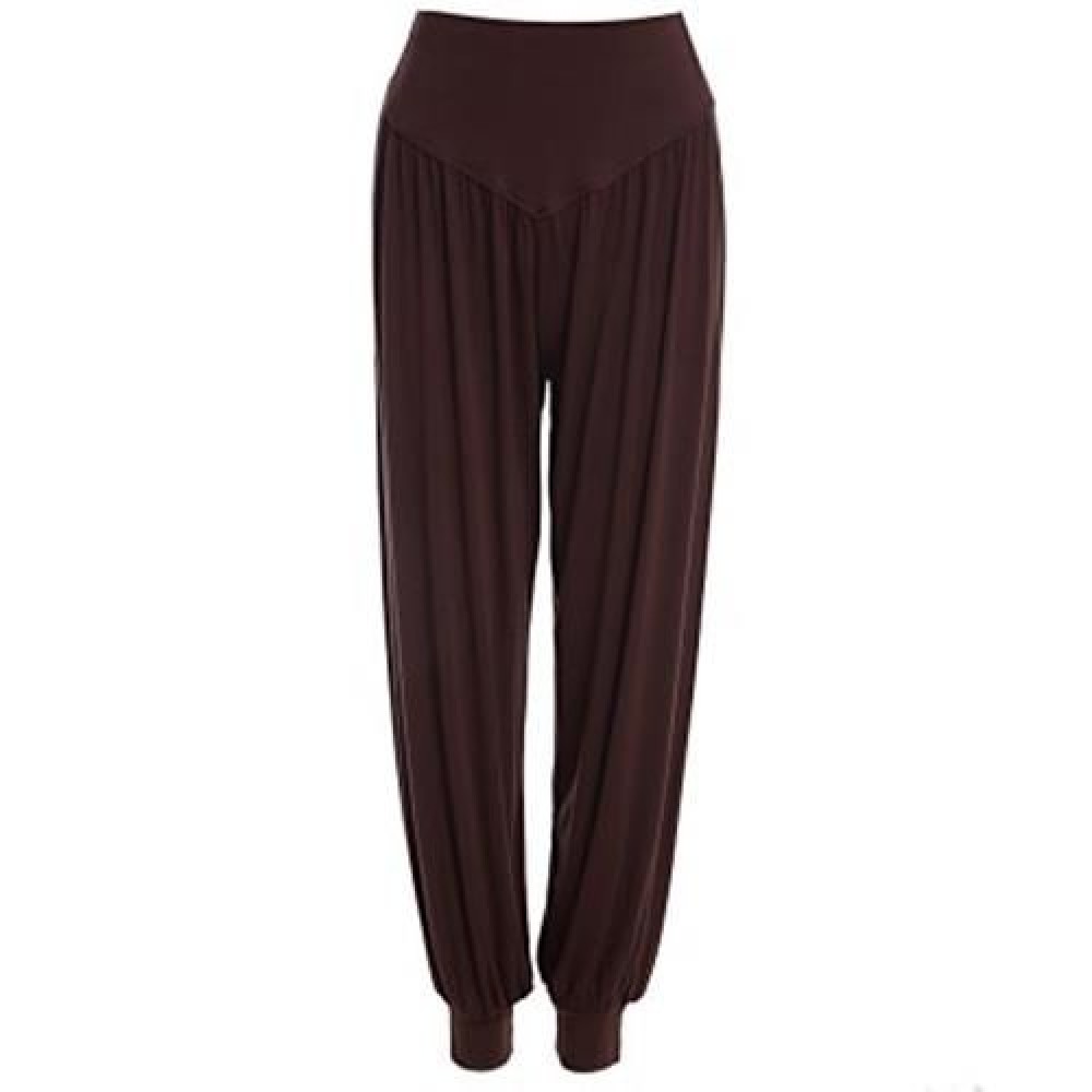 STYLISH ELASTIC WAIST CAUSAL BAGGY YOGA PANTS TROUSERS BLOOMERS FOR LADIES (COFFEE)