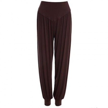 STYLISH ELASTIC WAIST CAUSAL BAGGY YOGA PANTS TROUSERS BLOOMERS FOR LADIES (COFFEE)