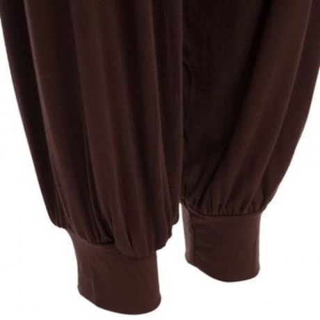 STYLISH ELASTIC WAIST CAUSAL BAGGY YOGA PANTS TROUSERS BLOOMERS FOR LADIES (COFFEE)