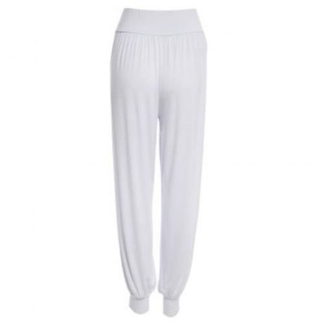 STYLISH ELASTIC WAIST CAUSAL BAGGY YOGA PANTS TROUSERS BLOOMERS FOR LADIES (WHITE)