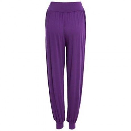 STYLISH ELASTIC WAIST CAUSAL BAGGY YOGA PANTS TROUSERS BLOOMERS FOR LADIES (PURPLE)