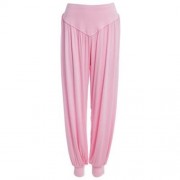 STYLISH ELASTIC WAIST CAUSAL BAGGY YOGA PANTS TROUSERS BLOOMERS FOR LADIES (PINK)