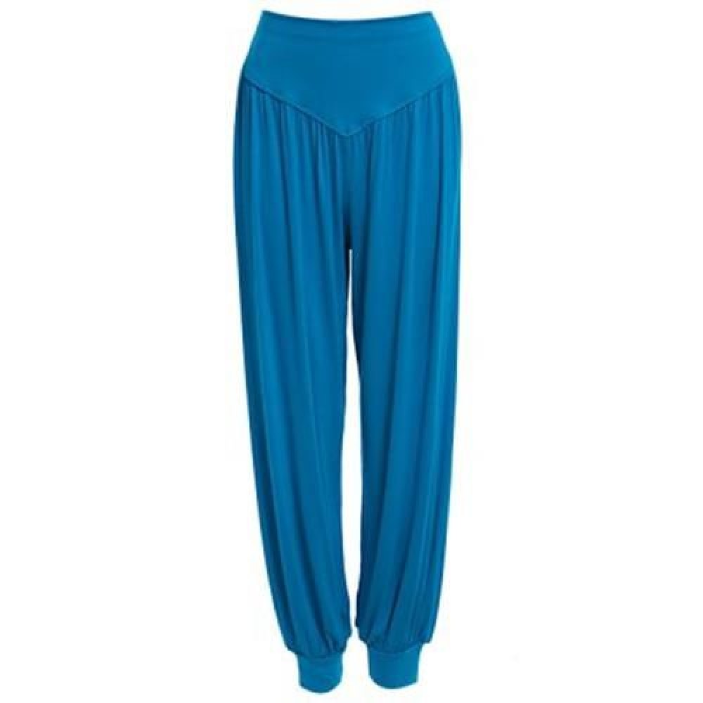 STYLISH ELASTIC WAIST CAUSAL BAGGY YOGA PANTS TROUSERS BLOOMERS FOR LADIES (LAKE BLUE)