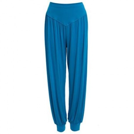STYLISH ELASTIC WAIST CAUSAL BAGGY YOGA PANTS TROUSERS BLOOMERS FOR LADIES (LAKE BLUE)
