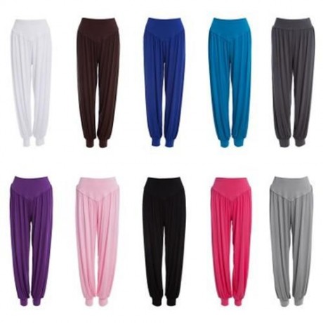 STYLISH ELASTIC WAIST CAUSAL BAGGY YOGA PANTS TROUSERS BLOOMERS FOR LADIES (LAKE BLUE)