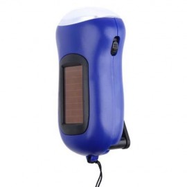 PORTABLE HAND CRANK SOLAR PANEL LED FLASHLIGHT (BLUE)