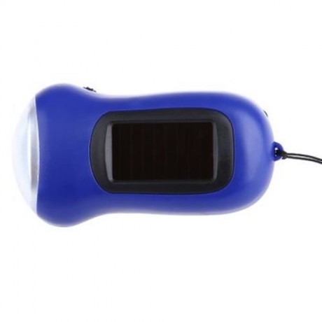 PORTABLE HAND CRANK SOLAR PANEL LED FLASHLIGHT (BLUE)