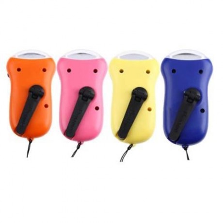 PORTABLE HAND CRANK SOLAR PANEL LED FLASHLIGHT (BLUE)