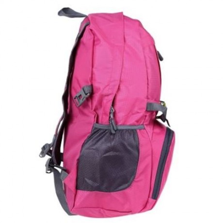 NYLON FOLDING WATER RESISTANT BACKPACK SCHOOLBAG FOR CAMPING HIKING TRAVELING SPORTS (ROSE