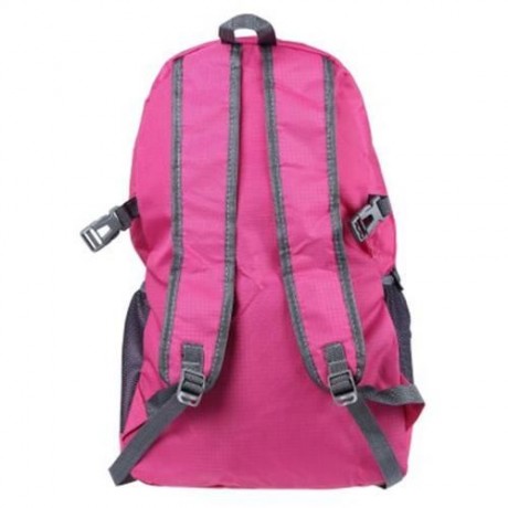 NYLON FOLDING WATER RESISTANT BACKPACK SCHOOLBAG FOR CAMPING HIKING TRAVELING SPORTS (ROSE