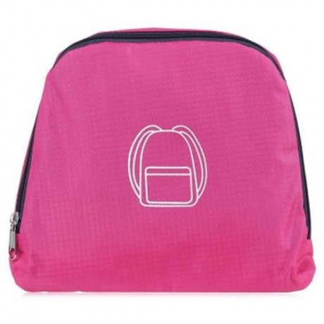 NYLON FOLDING WATER RESISTANT BACKPACK SCHOOLBAG FOR CAMPING HIKING TRAVELING SPORTS (ROSE