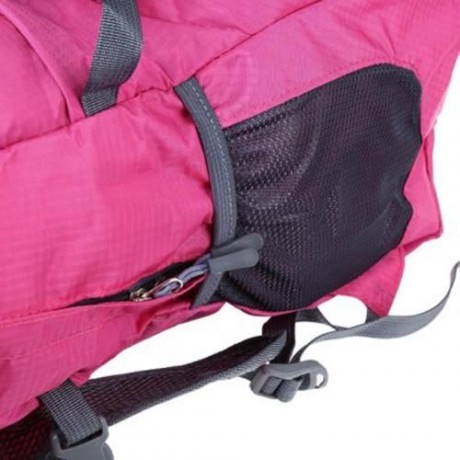 NYLON FOLDING WATER RESISTANT BACKPACK SCHOOLBAG FOR CAMPING HIKING TRAVELING SPORTS (ROSE