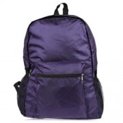 NYLON FOLDING WATER RESISTANT BACKPACK SCHOOL BAG FOR CAMPING HIKING (PURPLE)