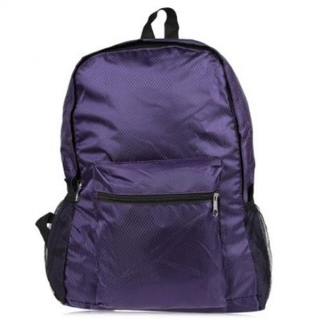 NYLON FOLDING WATER RESISTANT BACKPACK SCHOOL BAG FOR CAMPING HIKING (PURPLE)