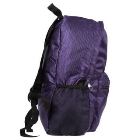 NYLON FOLDING WATER RESISTANT BACKPACK SCHOOL BAG FOR CAMPING HIKING (PURPLE)