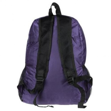 NYLON FOLDING WATER RESISTANT BACKPACK SCHOOL BAG FOR CAMPING HIKING (PURPLE)