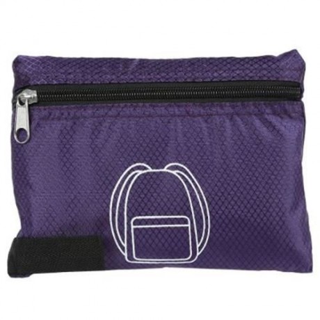 NYLON FOLDING WATER RESISTANT BACKPACK SCHOOL BAG FOR CAMPING HIKING (PURPLE)