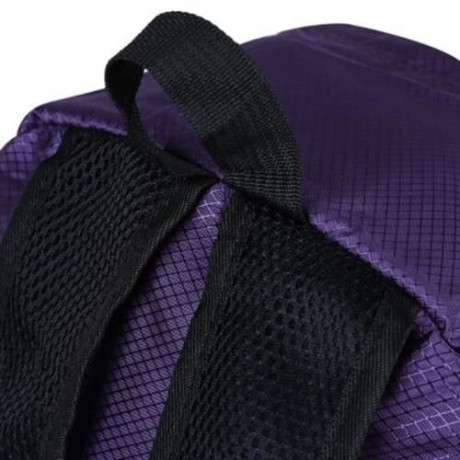 NYLON FOLDING WATER RESISTANT BACKPACK SCHOOL BAG FOR CAMPING HIKING (PURPLE)