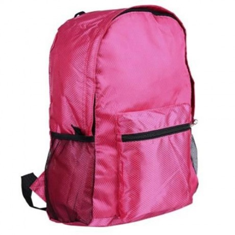 NYLON FOLDING WATER RESISTANT BACKPACK SCHOOL BAG FOR CAMPING HIKING (ROSE)