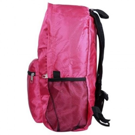 NYLON FOLDING WATER RESISTANT BACKPACK SCHOOL BAG FOR CAMPING HIKING (ROSE)