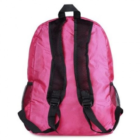NYLON FOLDING WATER RESISTANT BACKPACK SCHOOL BAG FOR CAMPING HIKING (ROSE)