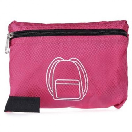 NYLON FOLDING WATER RESISTANT BACKPACK SCHOOL BAG FOR CAMPING HIKING (ROSE)