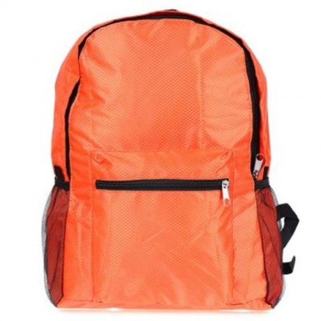 NYLON FOLDING WATER RESISTANT BACKPACK SCHOOL BAG FOR CAMPING HIKING (ORANGE)