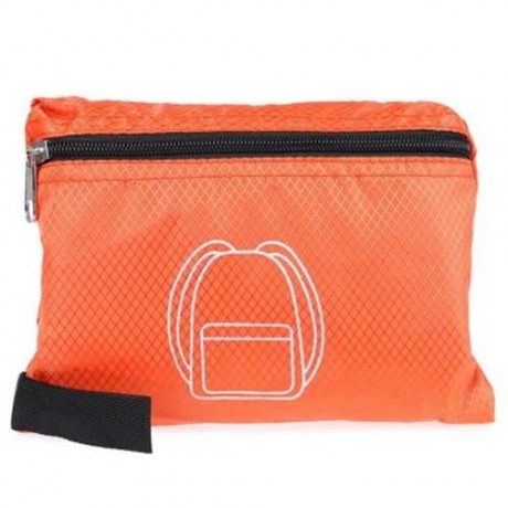 NYLON FOLDING WATER RESISTANT BACKPACK SCHOOL BAG FOR CAMPING HIKING (ORANGE)