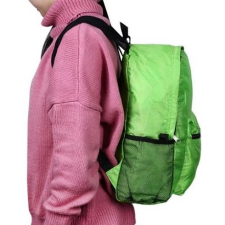 NYLON FOLDING WATER RESISTANT BACKPACK SCHOOL BAG FOR CAMPING HIKING (GREEN)