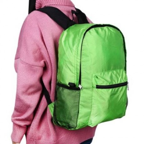 NYLON FOLDING WATER RESISTANT BACKPACK SCHOOL BAG FOR CAMPING HIKING (GREEN)