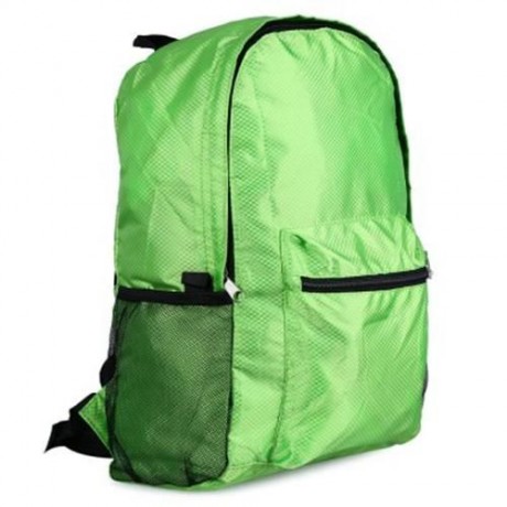 NYLON FOLDING WATER RESISTANT BACKPACK SCHOOL BAG FOR CAMPING HIKING (GREEN)