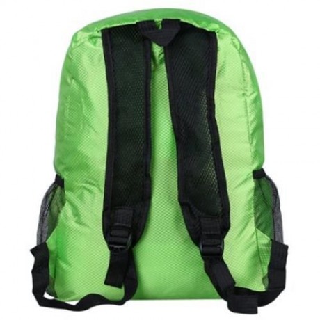 NYLON FOLDING WATER RESISTANT BACKPACK SCHOOL BAG FOR CAMPING HIKING (GREEN)